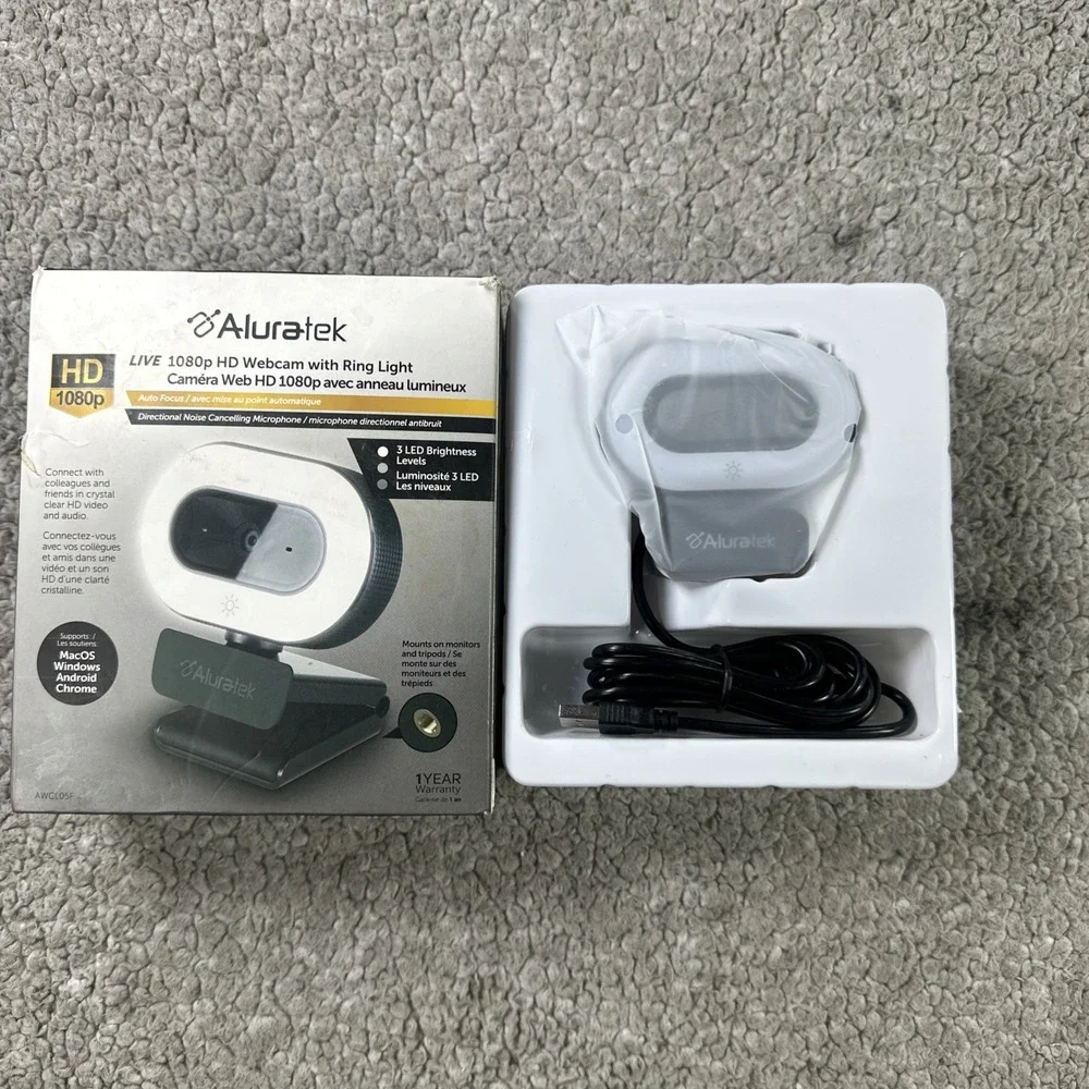 Aluratek HD Webcam 1080p with Ring Light (AWCL05F) (Open Box) - Picture 4 of 4